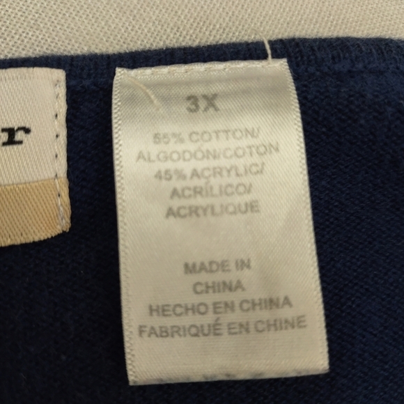 Alfred Dunner Women's Navy Striped Butterfly Floral Sweater Plus Size 3X - Picture 9 of 9